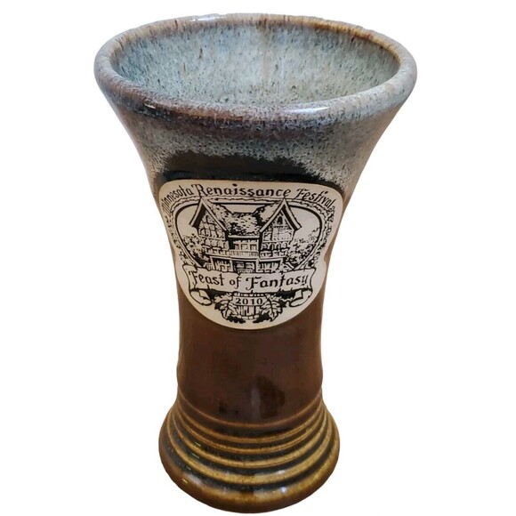 Minessota Renaissance Festival Mug Drinking Cup Banner Oak Pottery Chalice 2010 - Picture 6 of 8